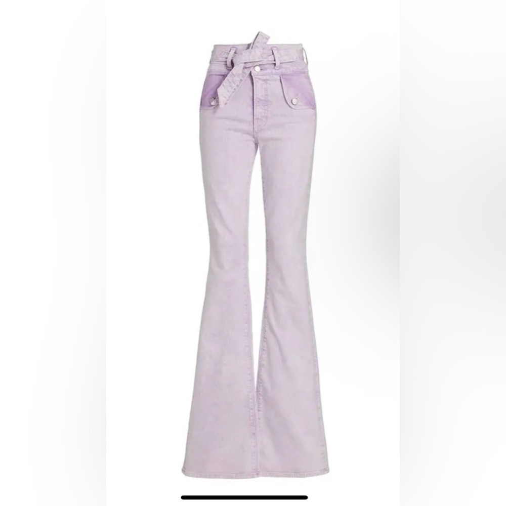 Veronica Beard Light Purple Flared Jeans with Belt